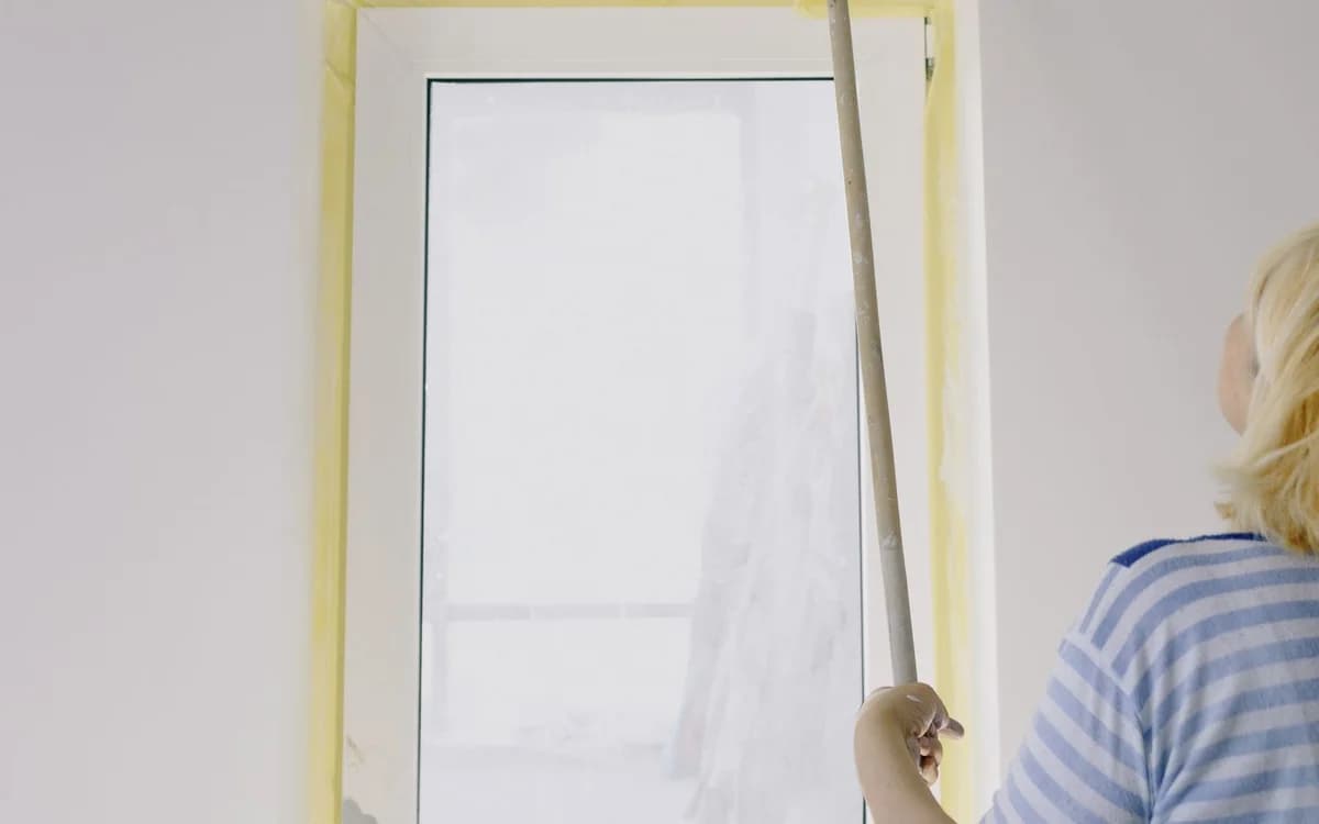 Rolling fresh paint over an interior wall
